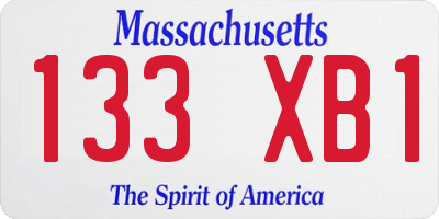 MA license plate 133XB1