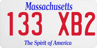 MA license plate 133XB2