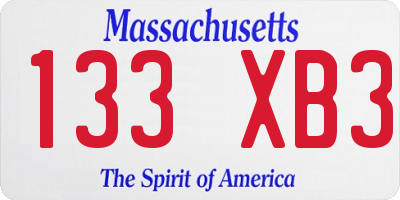 MA license plate 133XB3