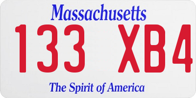 MA license plate 133XB4