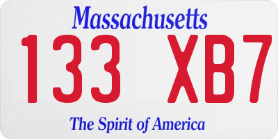 MA license plate 133XB7
