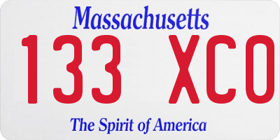 MA license plate 133XC0