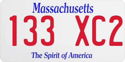 MA license plate 133XC2