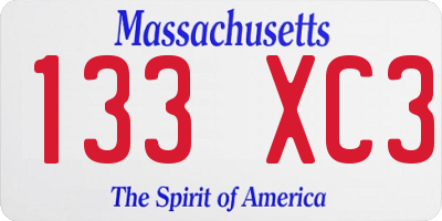 MA license plate 133XC3