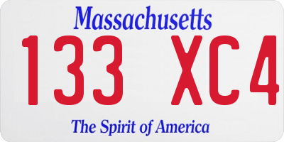 MA license plate 133XC4