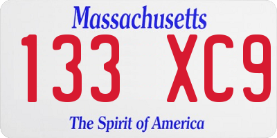 MA license plate 133XC9