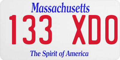 MA license plate 133XD0
