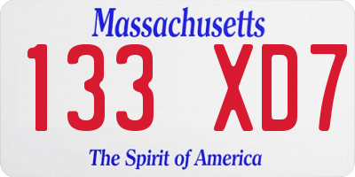 MA license plate 133XD7