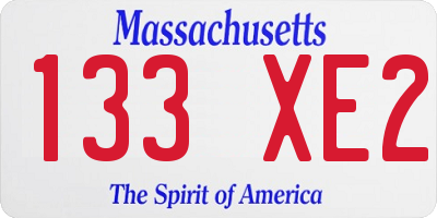 MA license plate 133XE2