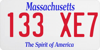 MA license plate 133XE7
