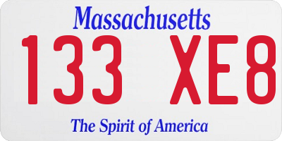 MA license plate 133XE8