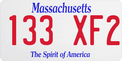 MA license plate 133XF2
