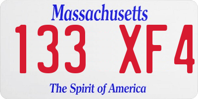 MA license plate 133XF4