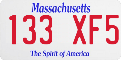 MA license plate 133XF5