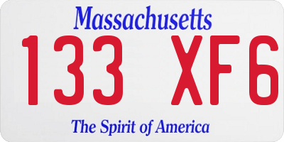 MA license plate 133XF6