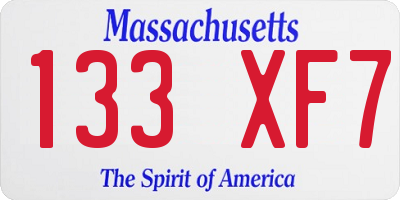 MA license plate 133XF7