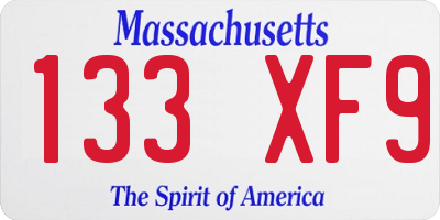 MA license plate 133XF9