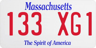 MA license plate 133XG1