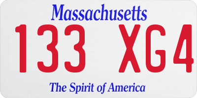 MA license plate 133XG4