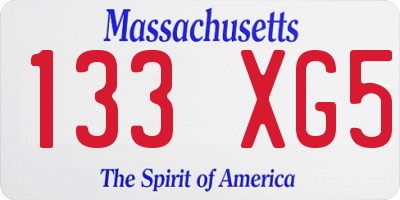 MA license plate 133XG5