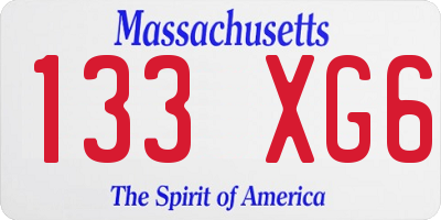 MA license plate 133XG6