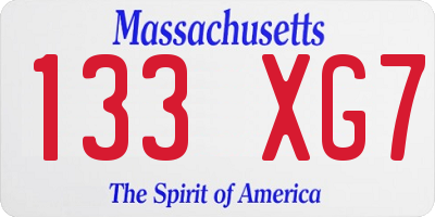 MA license plate 133XG7