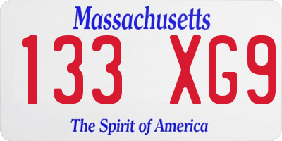 MA license plate 133XG9