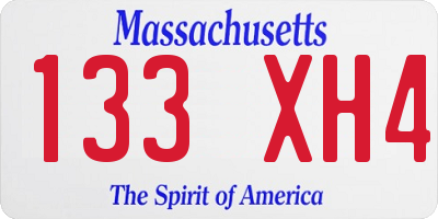 MA license plate 133XH4