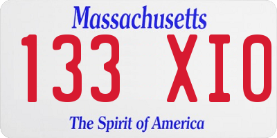 MA license plate 133XI0