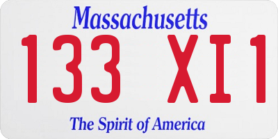 MA license plate 133XI1