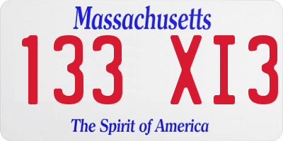 MA license plate 133XI3