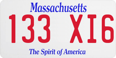 MA license plate 133XI6