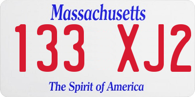 MA license plate 133XJ2