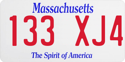 MA license plate 133XJ4