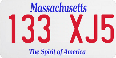 MA license plate 133XJ5