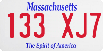 MA license plate 133XJ7