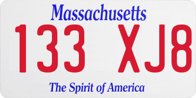 MA license plate 133XJ8