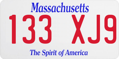 MA license plate 133XJ9
