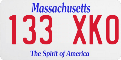 MA license plate 133XK0