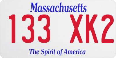 MA license plate 133XK2