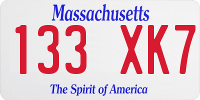 MA license plate 133XK7