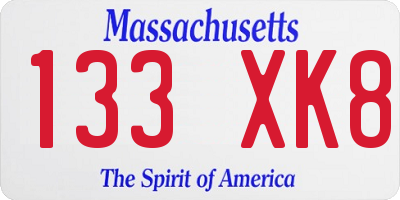 MA license plate 133XK8