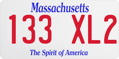 MA license plate 133XL2