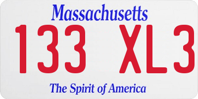 MA license plate 133XL3