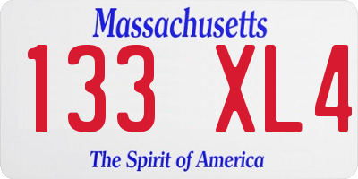 MA license plate 133XL4