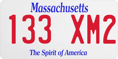 MA license plate 133XM2