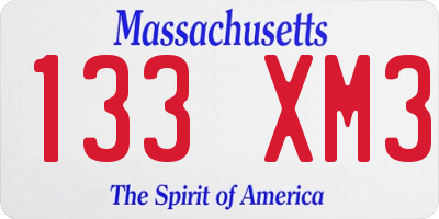 MA license plate 133XM3