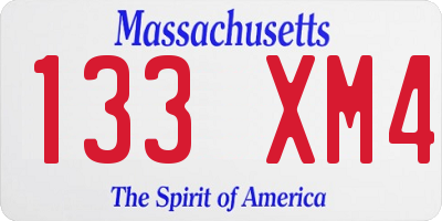MA license plate 133XM4