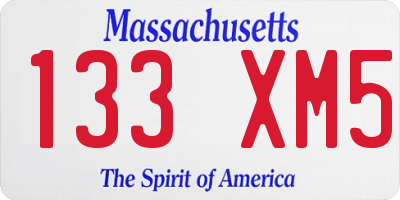 MA license plate 133XM5