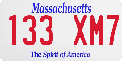 MA license plate 133XM7